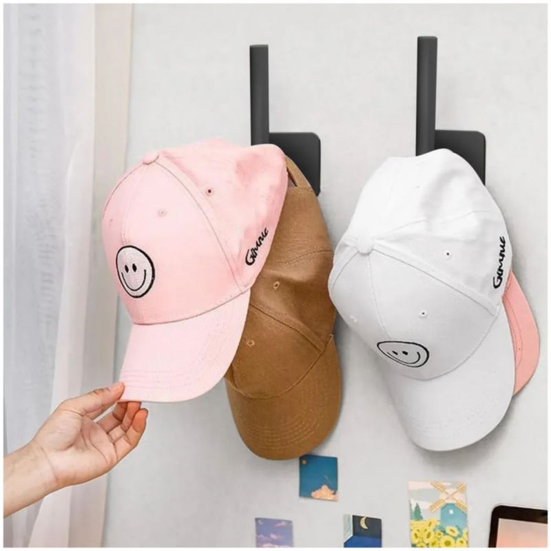 4pzs Gancho Organizador De Gorras Ganchos De Percheros En L, Color Negro