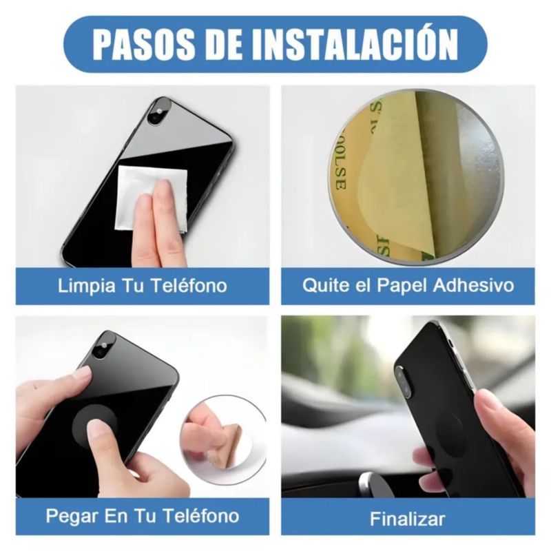 12 Placas De Metal, Para Soporte Magnético Auto Celular, Color Negro