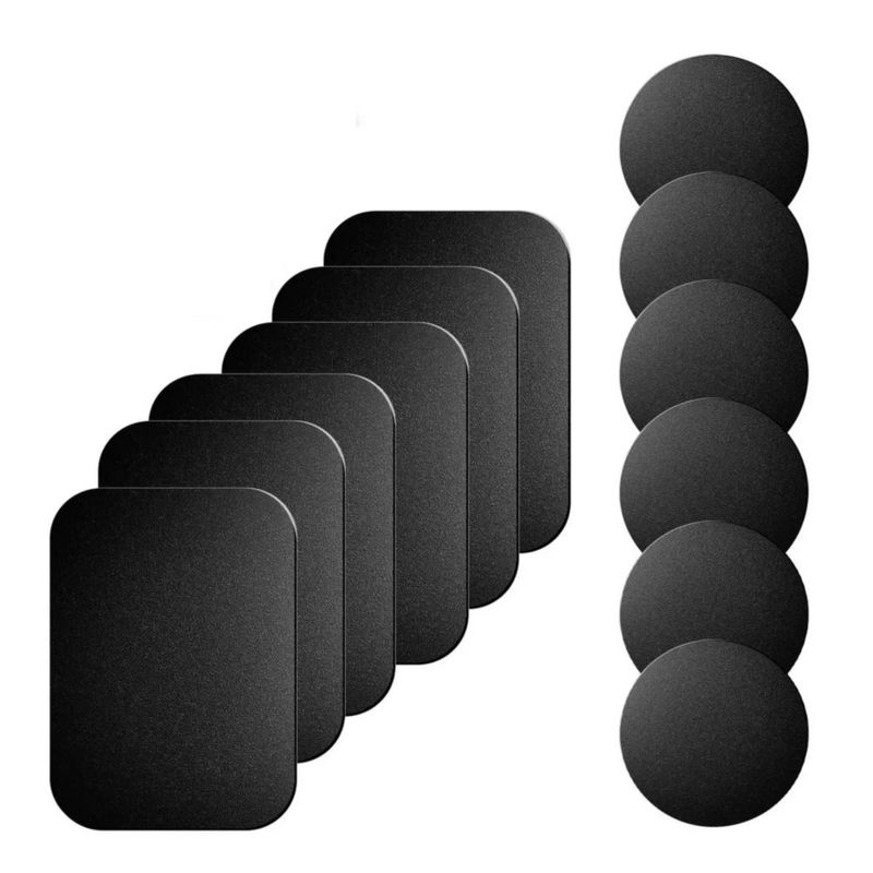 12 Placas De Metal, Para Soporte Magnético Auto Celular, Color Negro