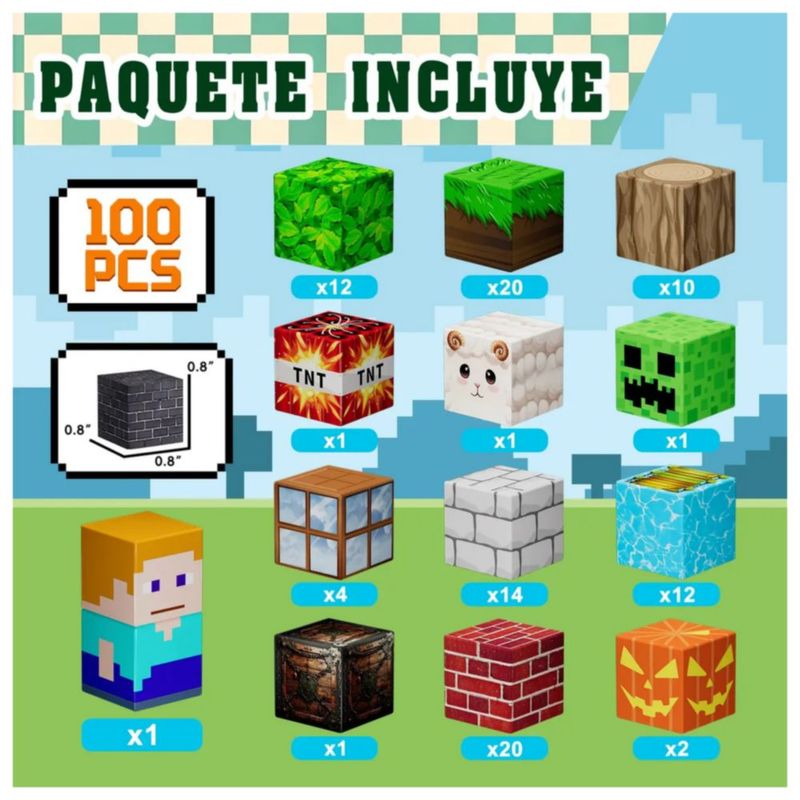 100 Piezas Bloques Magnéticos Juguete Regalo Para Niños, Multicolor