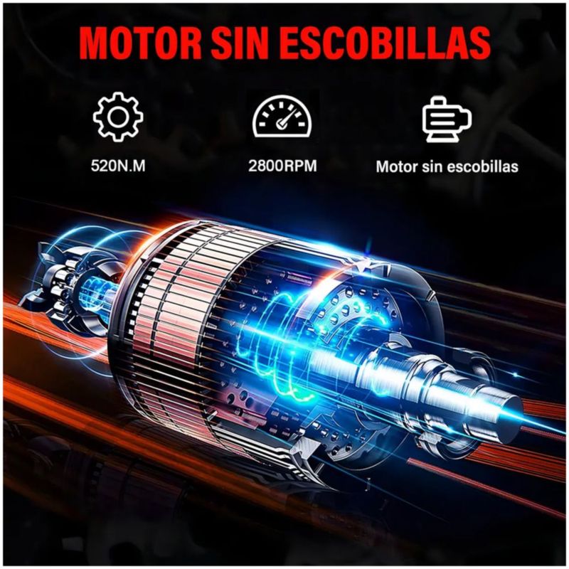 Llave de Impacto Inalámbrica de 21V y 520Nm con Motor Sin Escobillas, Color Gris