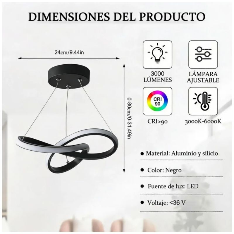 Lámpara De Techo Decorativa para Baño, Moderna 22w Color Negro