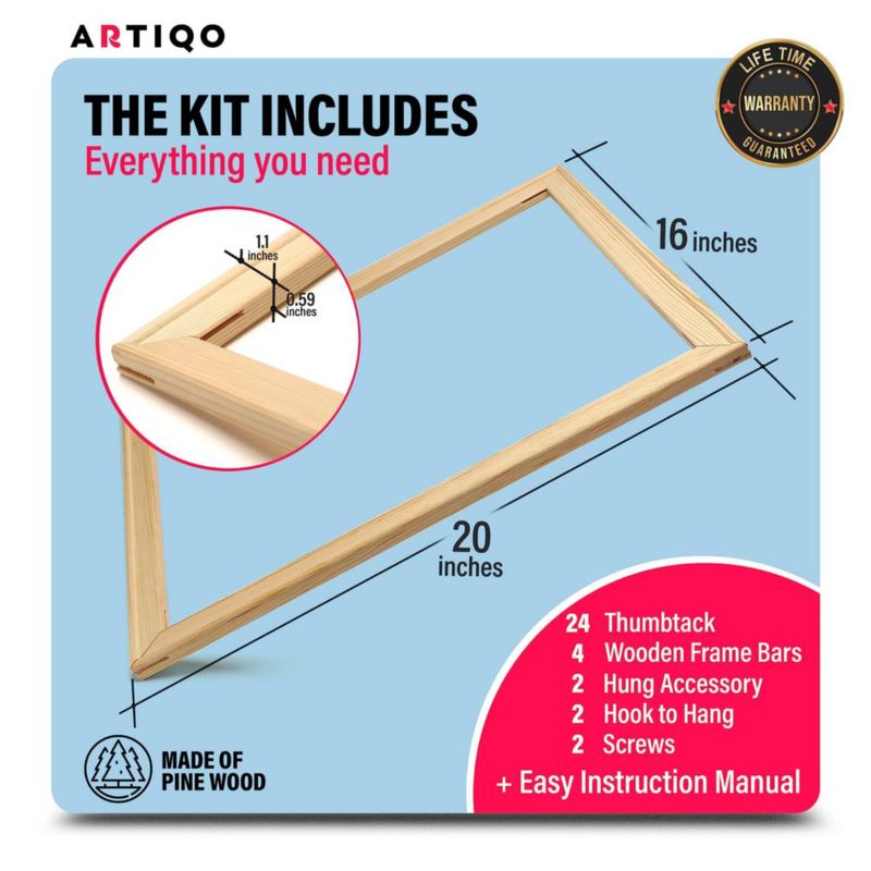 Barras de bastidor para lienzo ARTIQO 41 × 51 cm Marco de madera