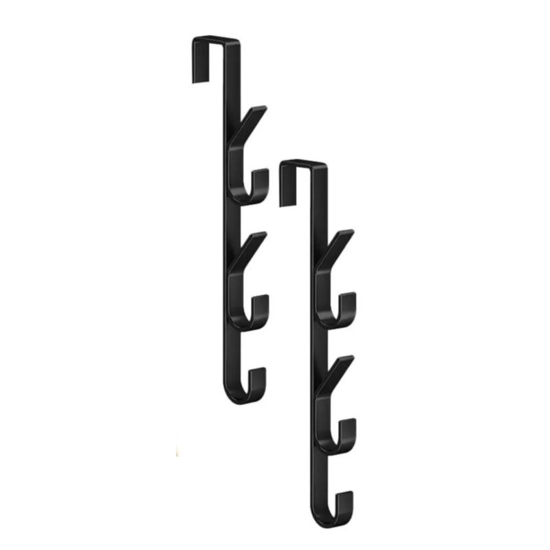 Perchero Metal Con Ganchos Para Colocar Sobre La Puerta 2pcs, Color Negro