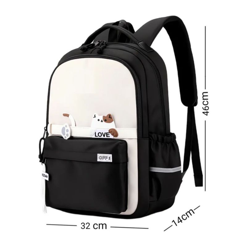 Mochila Antirrobo Para Escolar Viaje Estilo Juvenil, Color Blanco/Negro