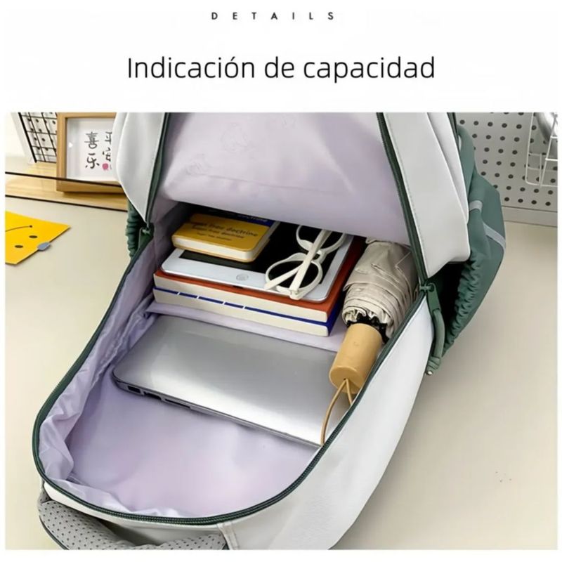 Mochila Antirrobo Para Escolar Viaje Estilo Juvenil, Color Blanco/Negro