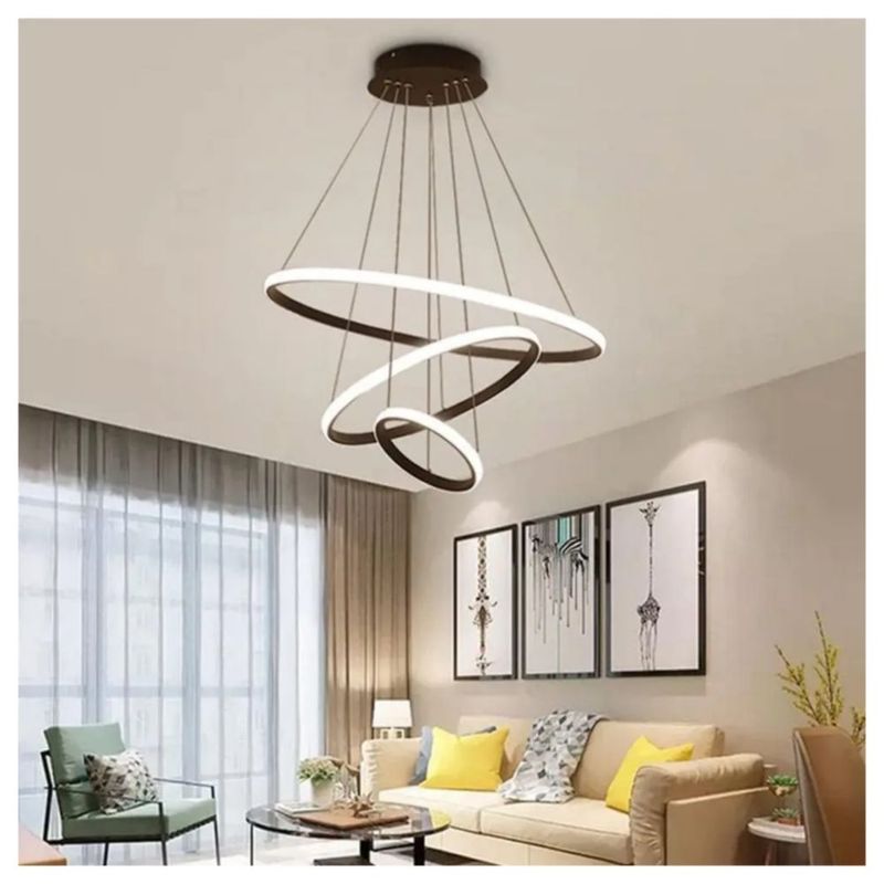 Lámpara De Techo Led Colgante Iluminación Moderna Regulable Estructura Negro