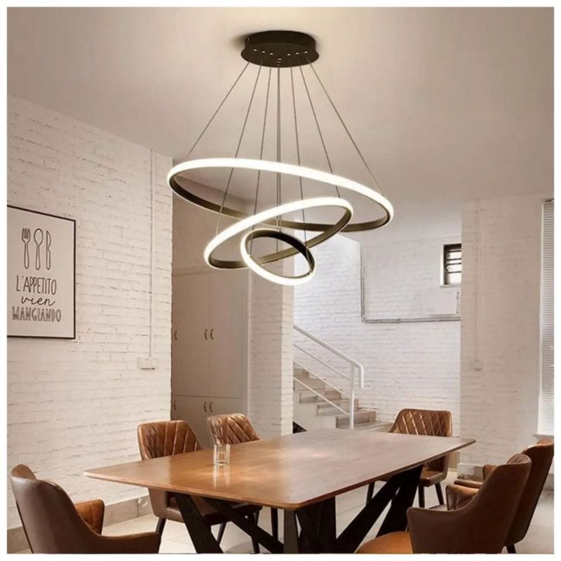Lámpara De Techo Led Colgante Iluminación Moderna Regulable Estructura Negro
