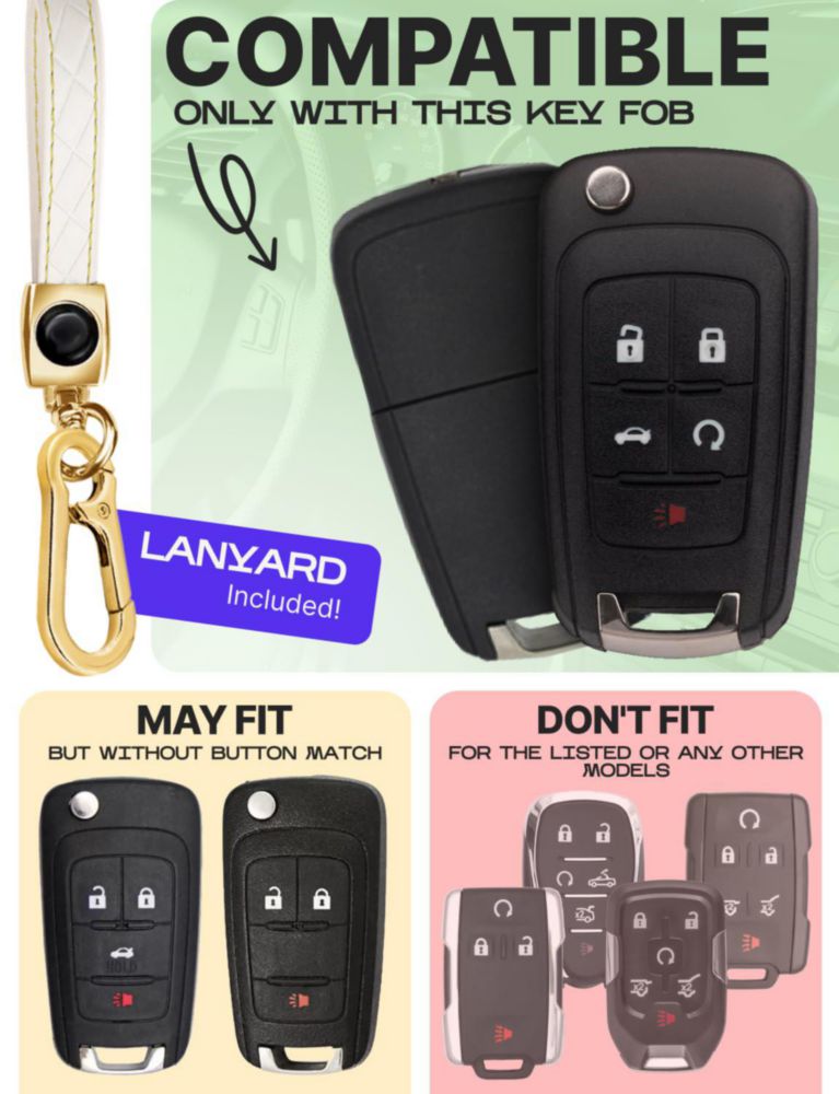 LLAVERO Lucrum Cubierta para Mando de Llave Chevy/GMC - Blanco/Oro