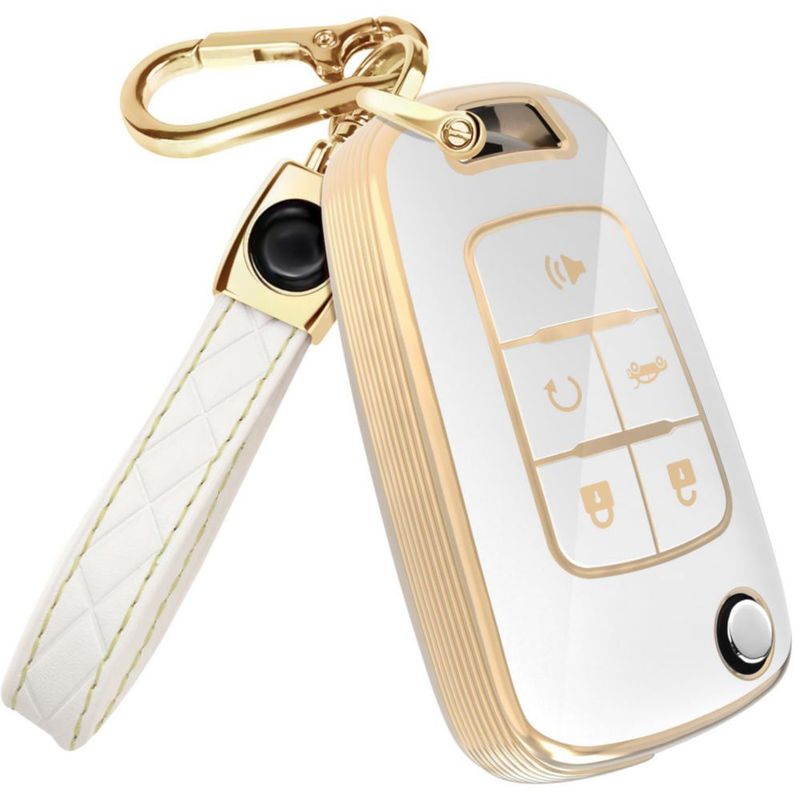 LLAVERO Lucrum Cubierta para Mando de Llave Chevy/GMC - Blanco/Oro
