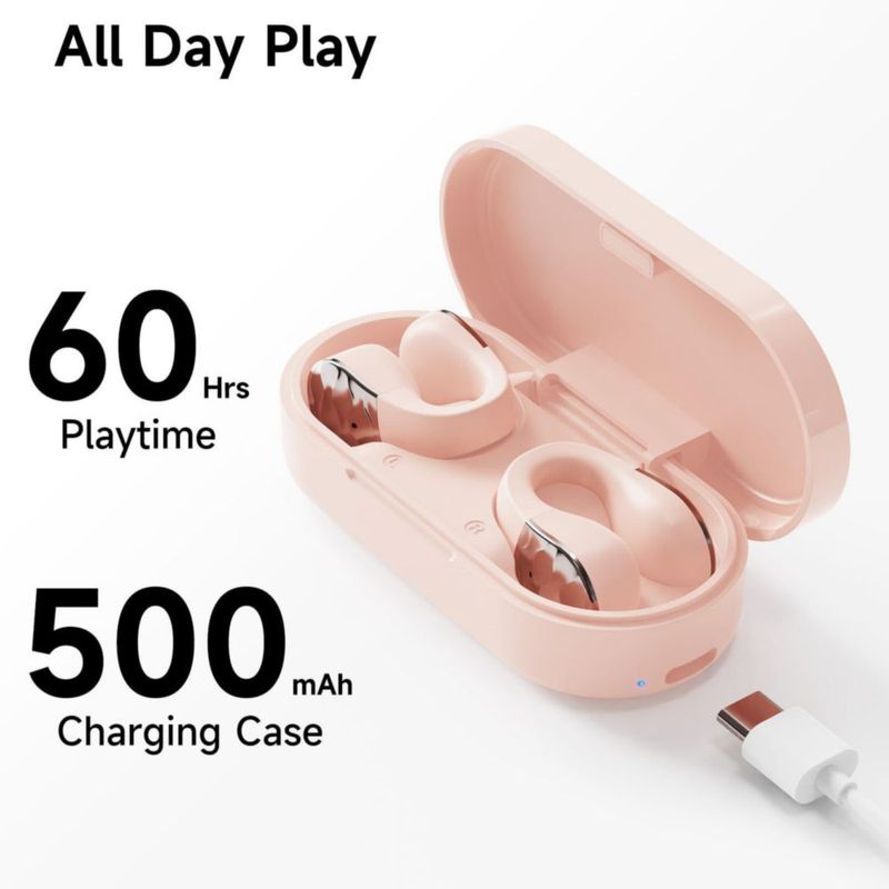 Auriculares aigo inalámbricos de oreja abierta rosa Bluetooth 5.3