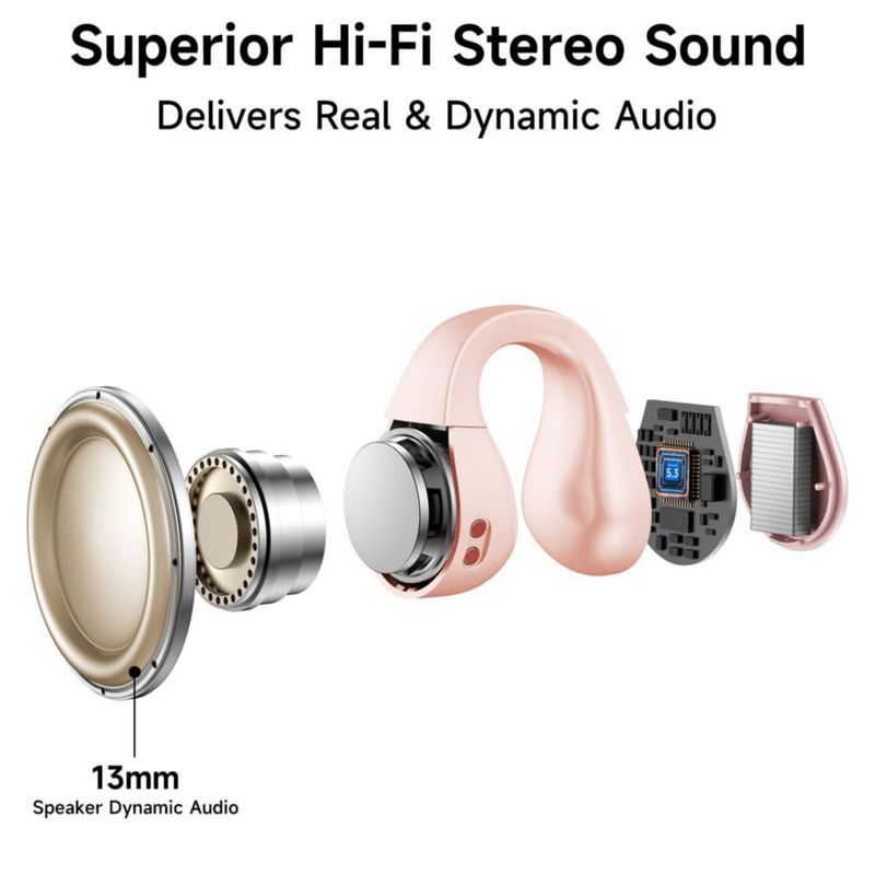 Auriculares aigo inalámbricos de oreja abierta rosa Bluetooth 5.3
