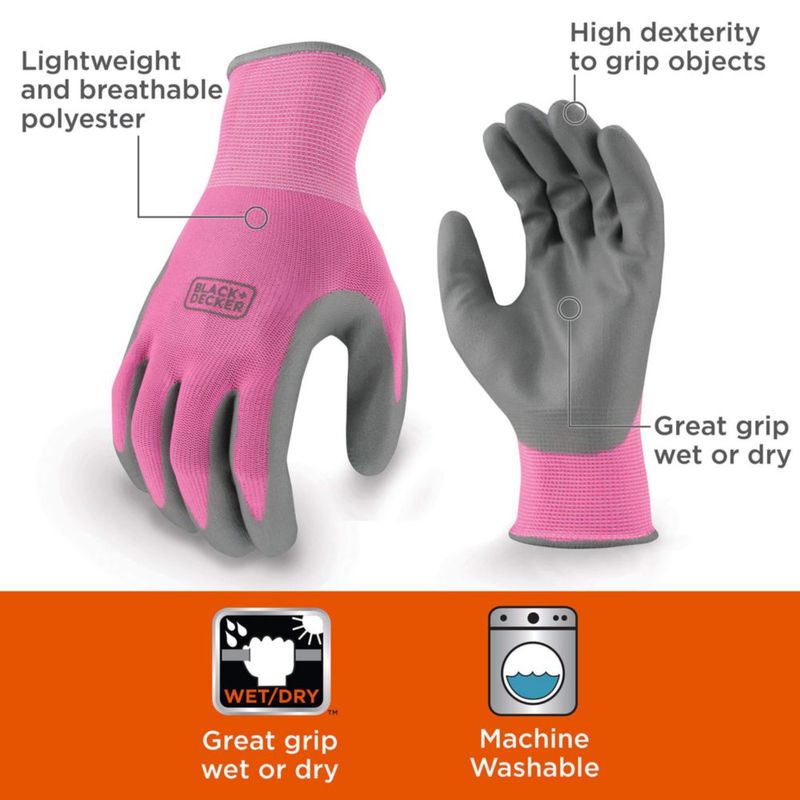 Guante BLACK+DECKER BD512LM de espuma nitrílica rosa