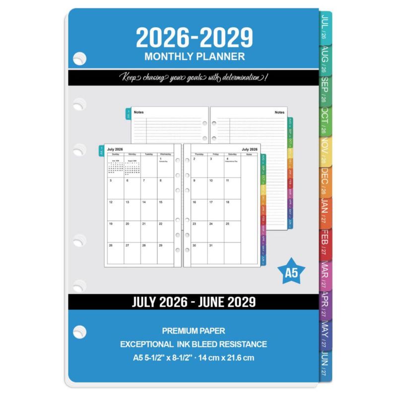 Insertos de agenda OMEYA A5 36 meses 2026‑2029