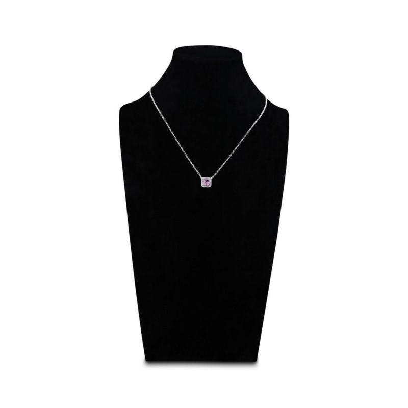 JUEGO DE ANILLO ARRACADAS Y GARGANTILLA DE PLATA BLANCA 925 CON ZIRCONIAS BLANCAS Y ROSAS
