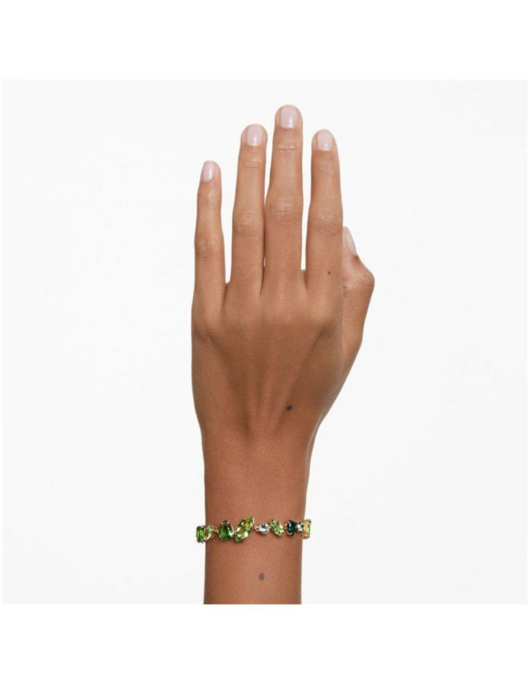 Pulsera Brazalete Swarovski 5652822 Gema Mixtas Verde Baño de Oro