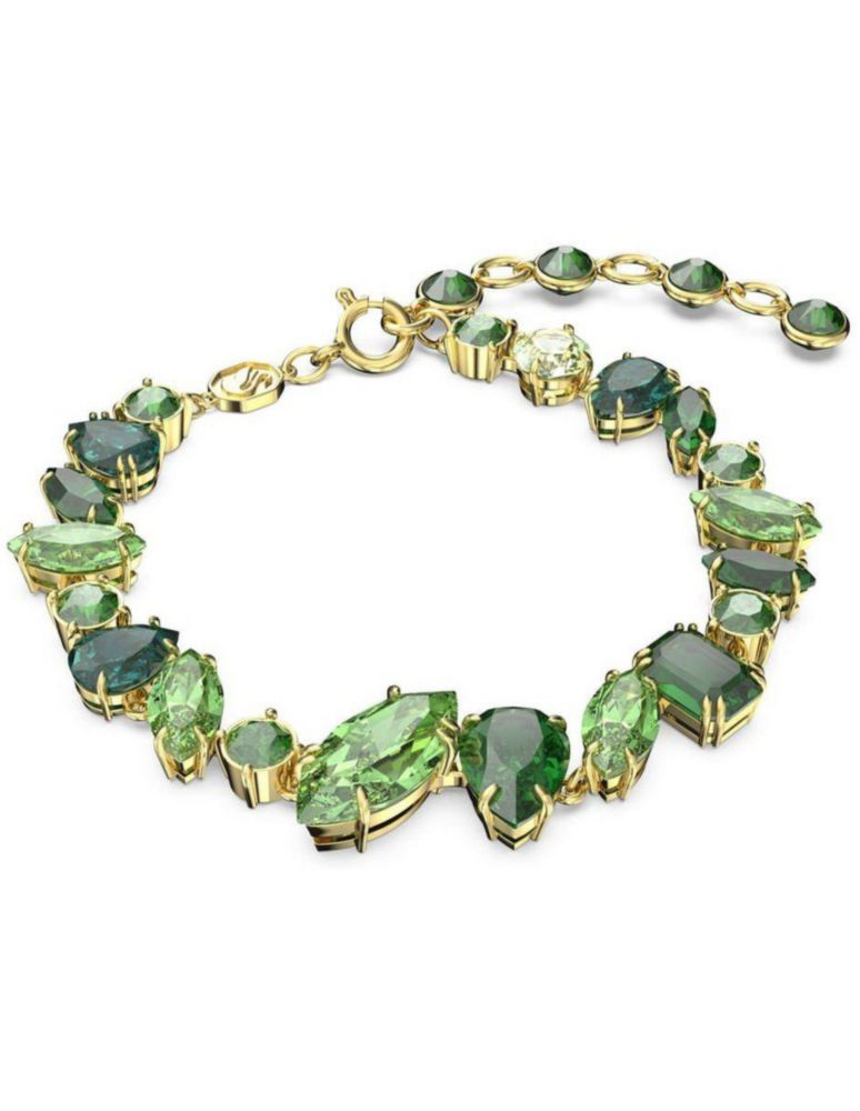 Pulsera Brazalete Swarovski 5652822 Gema Mixtas Verde Baño de Oro