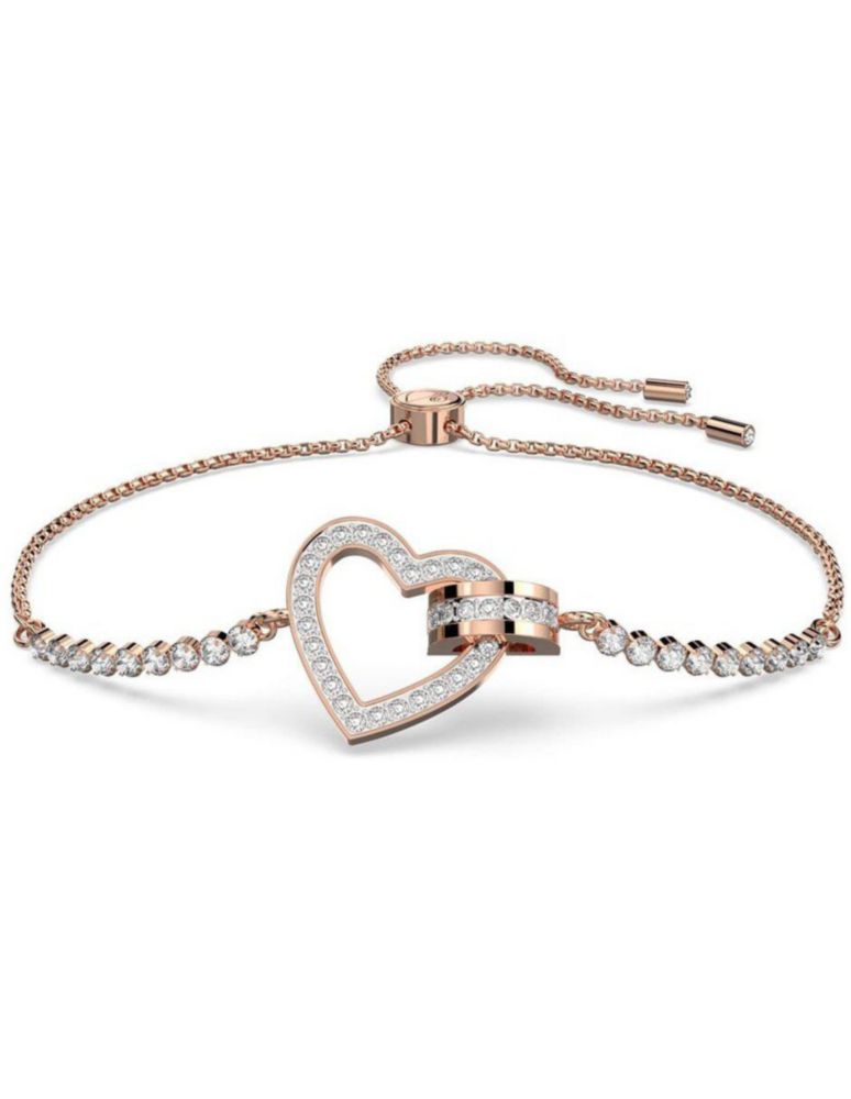 Brazalete Pulsera Swarovski 5636443 Lovely Corazón Blanca Baño OroRosa