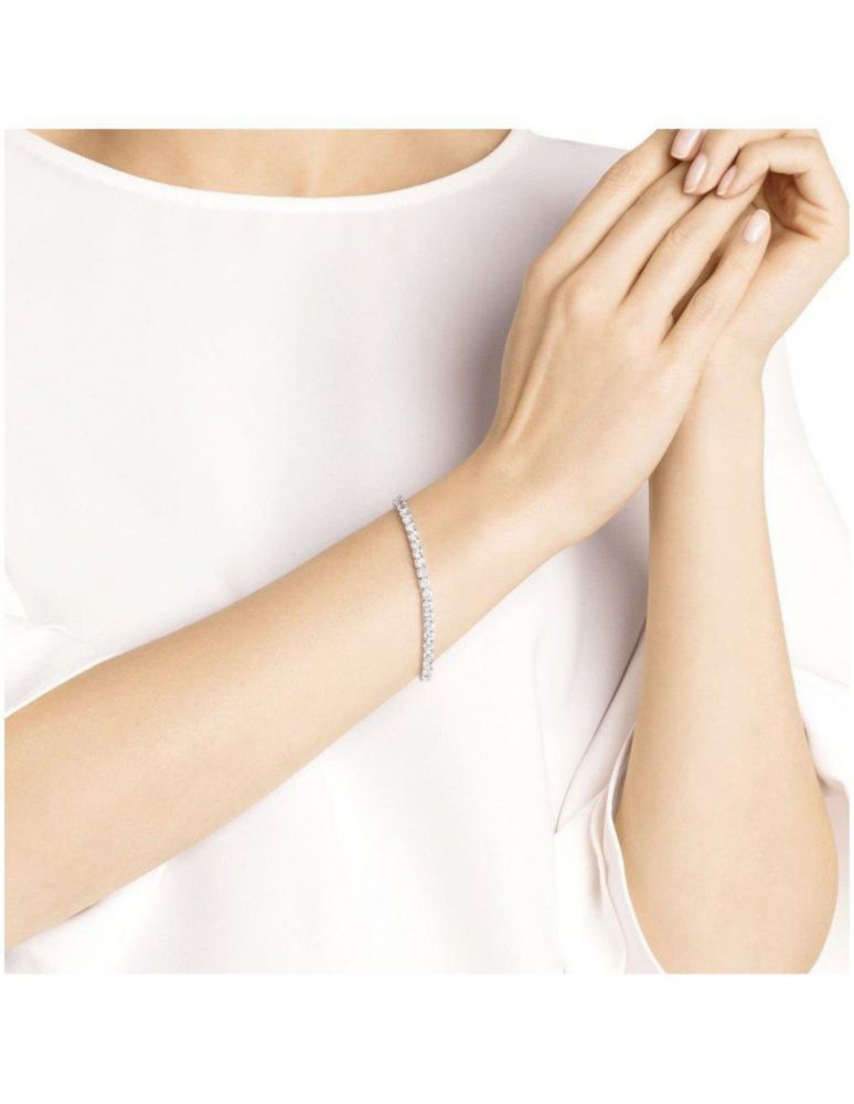 Pulsera Swarovski 5409771 Tennis Round Deluxe Baño de Rodio