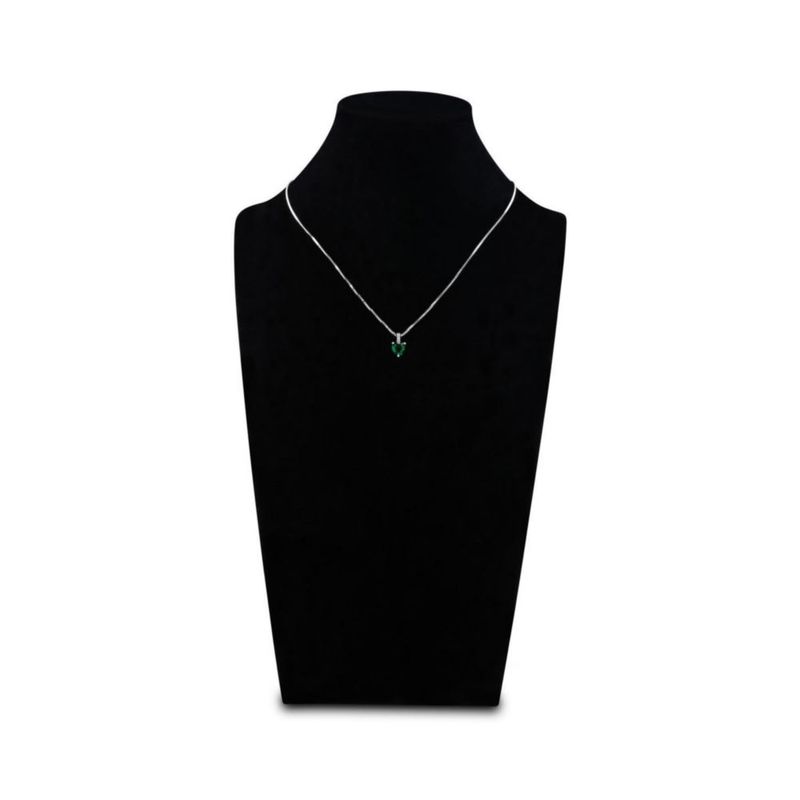 JUEGO DE ANILLO ARETES Y DIJE DE CORAZON CON CADENA PLATA BLANCA 925 CON ZIRCONIAS BLANCAS Y VERDES