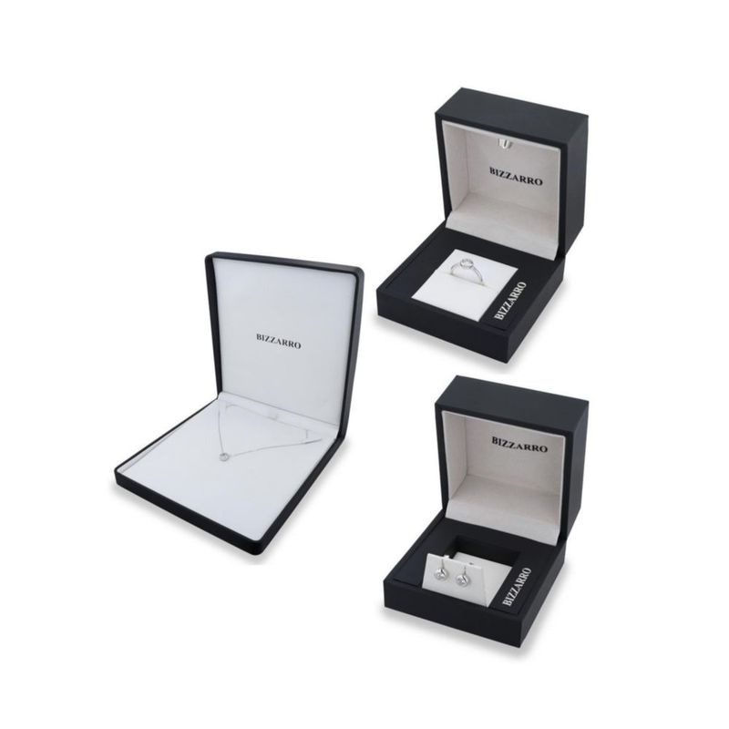 JUEGO DE ANILLO ARETES Y GARGANTILLA DE PLATA BLANCA 925 CON ZIRCONIAS