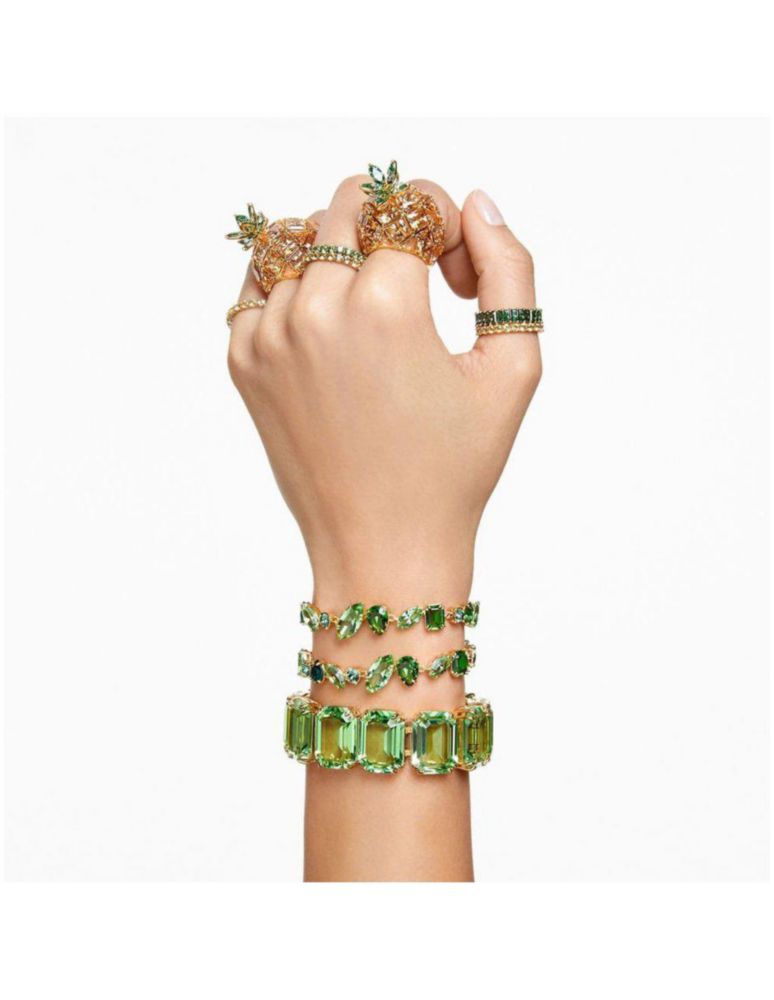 Brazalete Pulsera Swarovski 5652822 Gema Mixtas Verde Baño de Oro