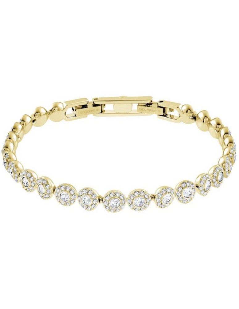 Brazalete Pulsera Swarovski 5505469 Angelic Blanco Baño de Oro