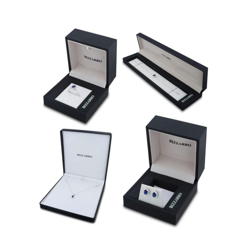 JUEGO DE ANILLO ARETES PULSERA Y DIJE CON CADENA PLATA BLANCA 925 CON ZIRCONIAS BLANCAS Y AZULES