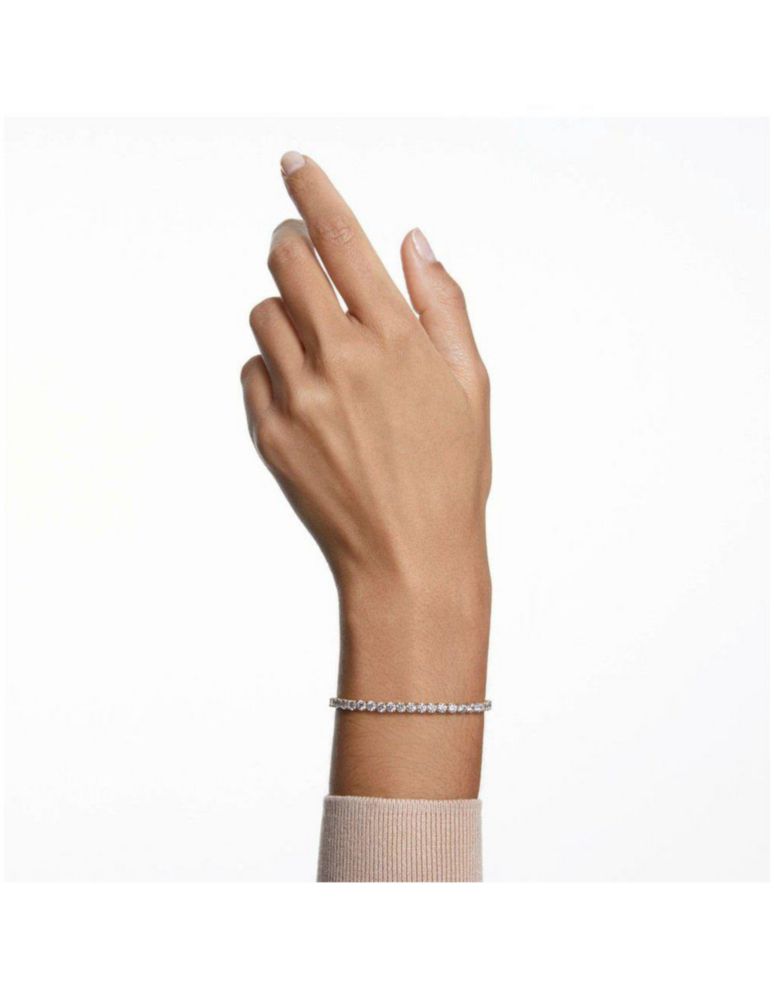 Brazalete Pulsera Swarovski 5511544 Tennis Deluxe Blanco Baño de Oro