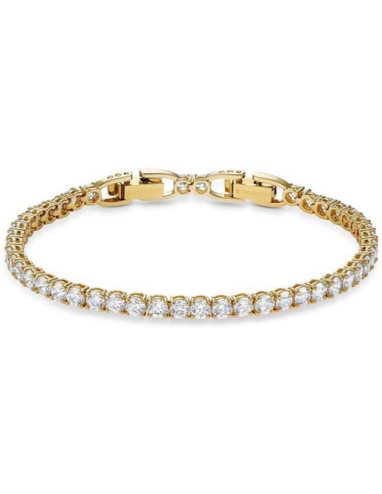 Brazalete Pulsera Swarovski 5511544 Tennis Deluxe Blanco Baño de Oro