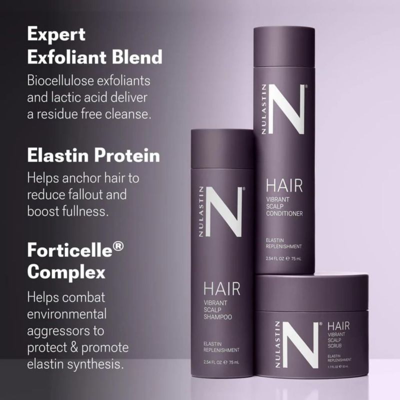 Set de Champú NULASTIN 3 piezas Kit de Viaje con Exfoliante y Acondicionador