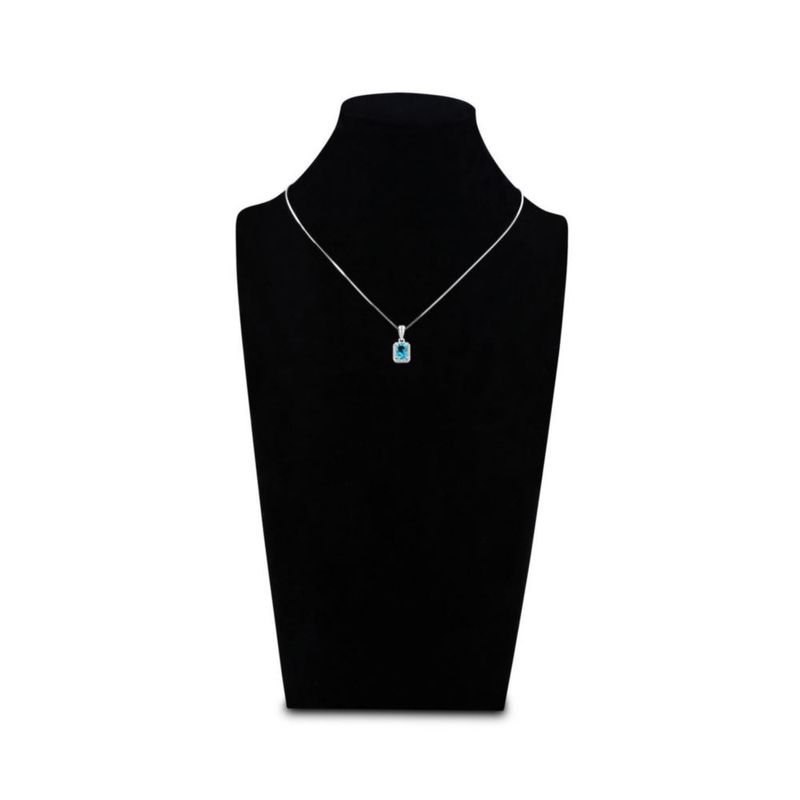 JUEGO DE ANILLO ARRACADAS Y DIJE CON CADENA DE PLATA BLANCA 925 CON ZIRCONIAS BLANCAS Y AZUL CIELO