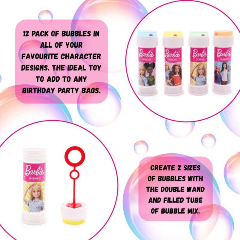 Set de 12 Recipientes de Burbujas Toyland 60 ml con Diseño Barbie