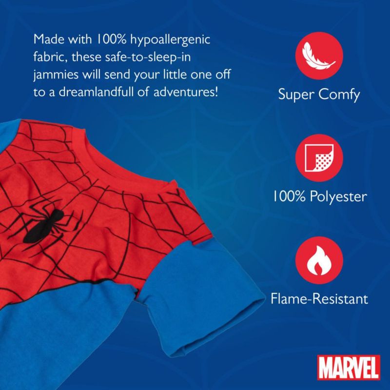 Conjunto de pijama Marvel Spider-Man de 4 piezas talla 3T algodón