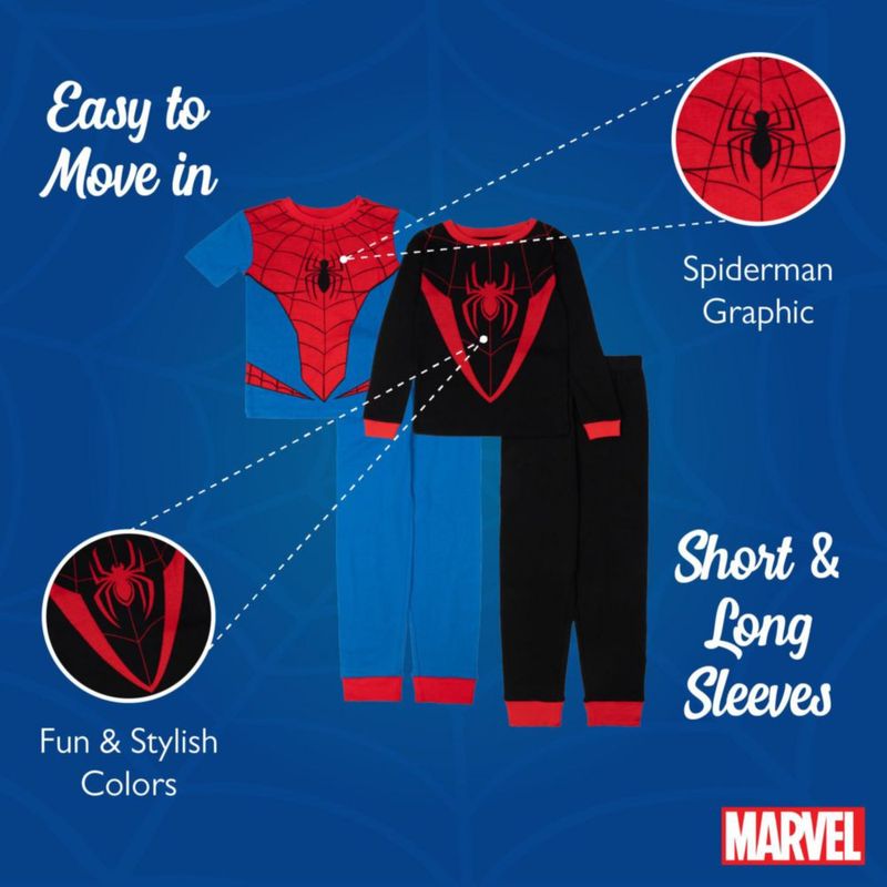 Conjunto de pijama Marvel Spider-Man de 4 piezas talla 3T algodón