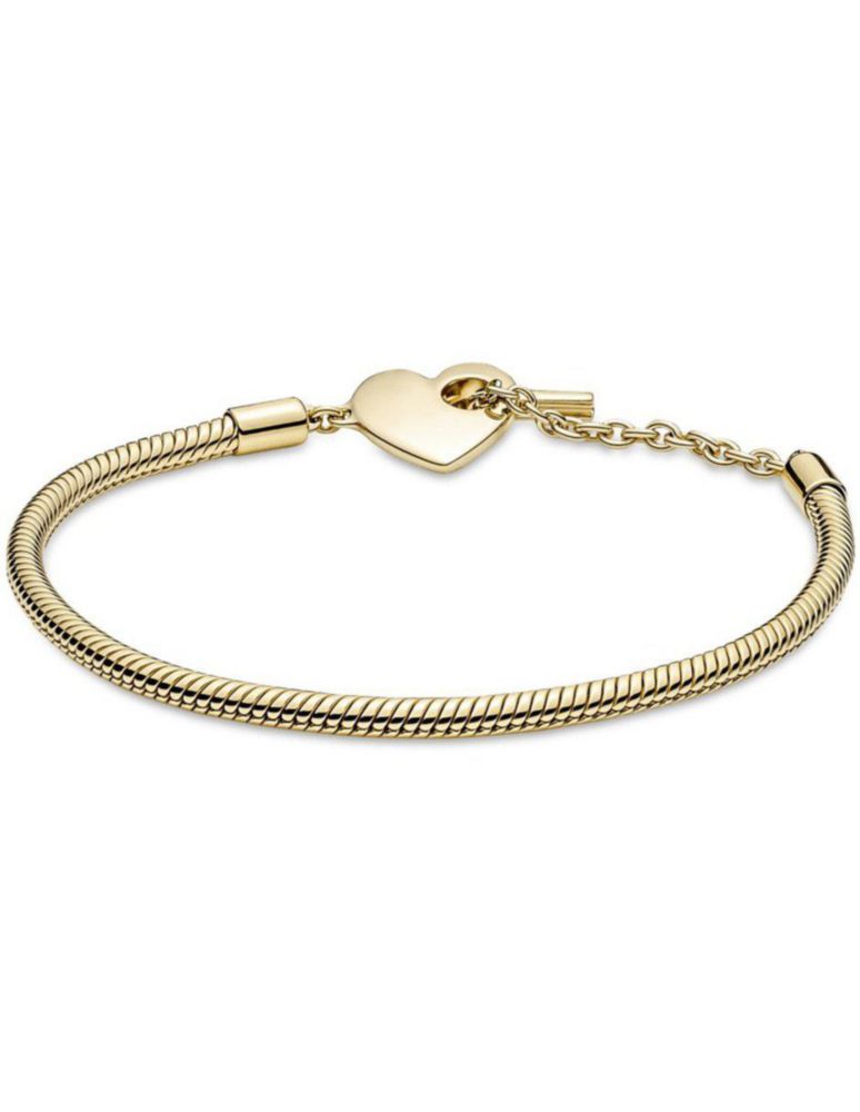 Brazalete Pulsera Pandora 569285C00 Cadena Serpiente Barra T Corazón Talla 21