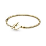 Brazalete Pulsera Pandora 569285C00 Cadena Serpiente Barra T Corazón Talla 21