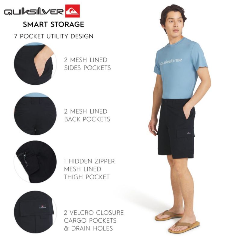 Shorts Quiksilver 40 negro talla 34 cargo apto para agua