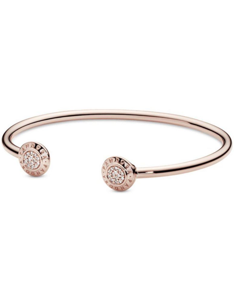 Brazalete Pulsera Pandora 580528CZ Abierto Con Pavé Y Logotipo Talla 18