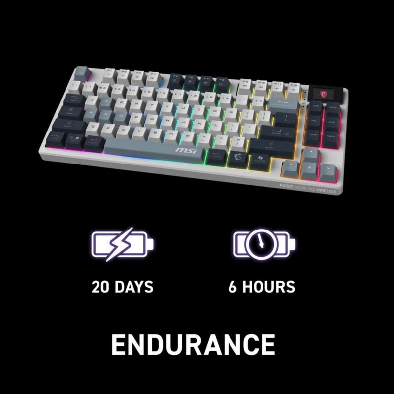 Teclado mecánico inalámbrico MSI Forge GK600 TKL RGB