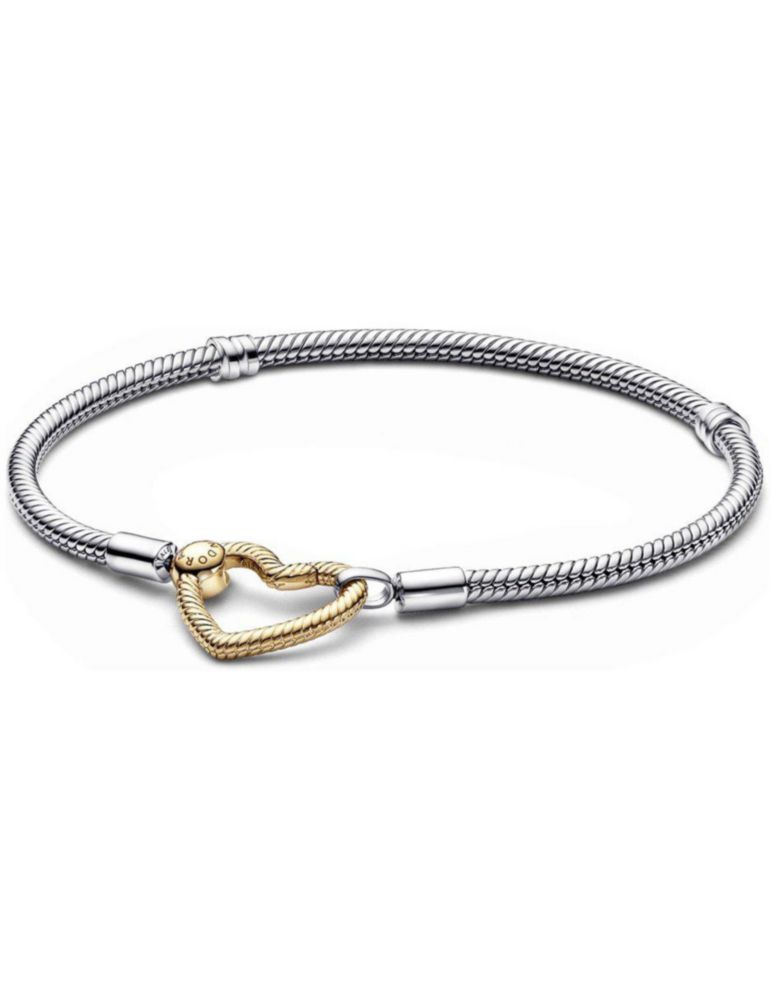 Pulsera Brazalete Pandora 569539C00 Cadena Serpiente Broche Corazón Talla 18