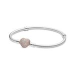 Brazalete Pulsera Pandora 586292cz Cadena Serpiente Broche Corazón Talla 16