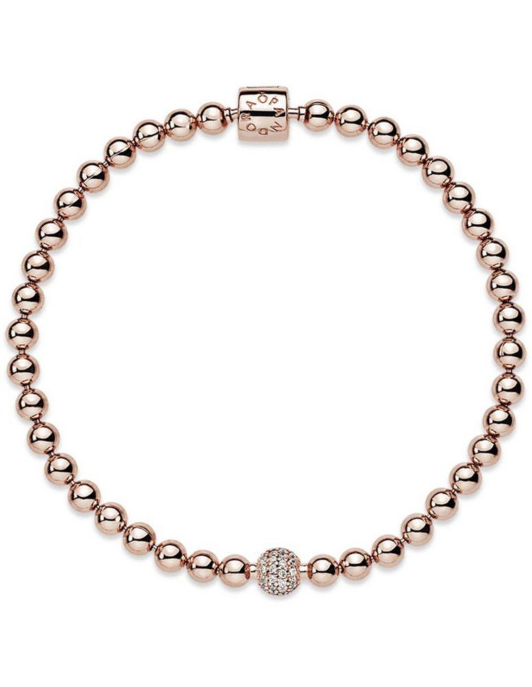 Pulsera Brazalete Pandora 588342CZ Cuentas y Pavé Baño Oro Rosa Talla 17