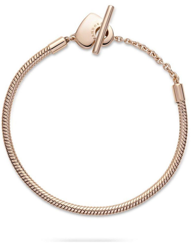 Pulsera Pandora 589285C00 Cadena Serpiente Cierre T Corazón Talla 17