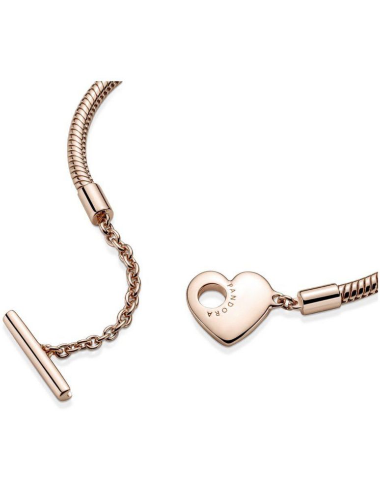 Pulsera Pandora 589285C00 Cadena Serpiente Cierre T Corazón Talla 17