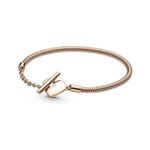 Pulsera Pandora 589285C00 Cadena Serpiente Cierre T Corazón Talla 17