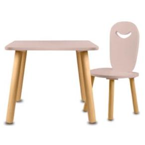 Mesa con silla infantil de madera  diseño Animalitos Rosa