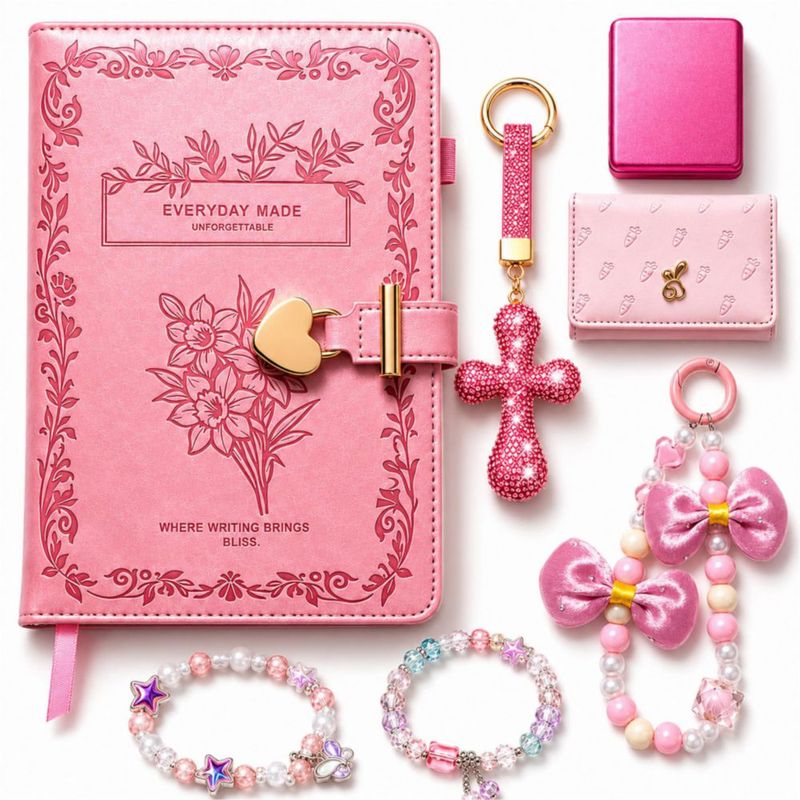 Set de regalo de diario Kiadneii de 8 piezas para niñas lindo y con cierre