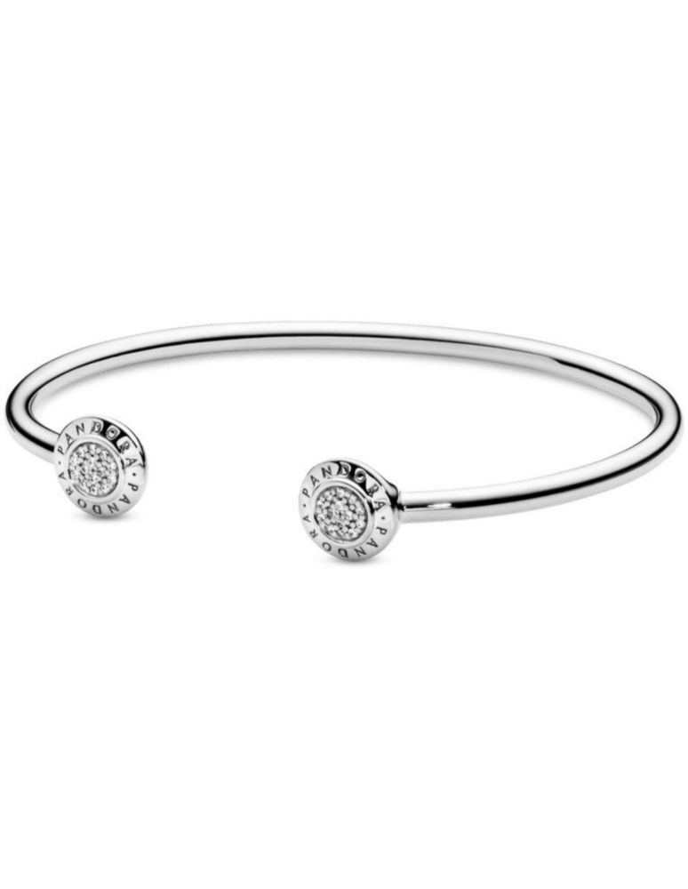 Brazalete Pulsera Pandora 590528CZ Abierta con pavé y logotipo Talla 19