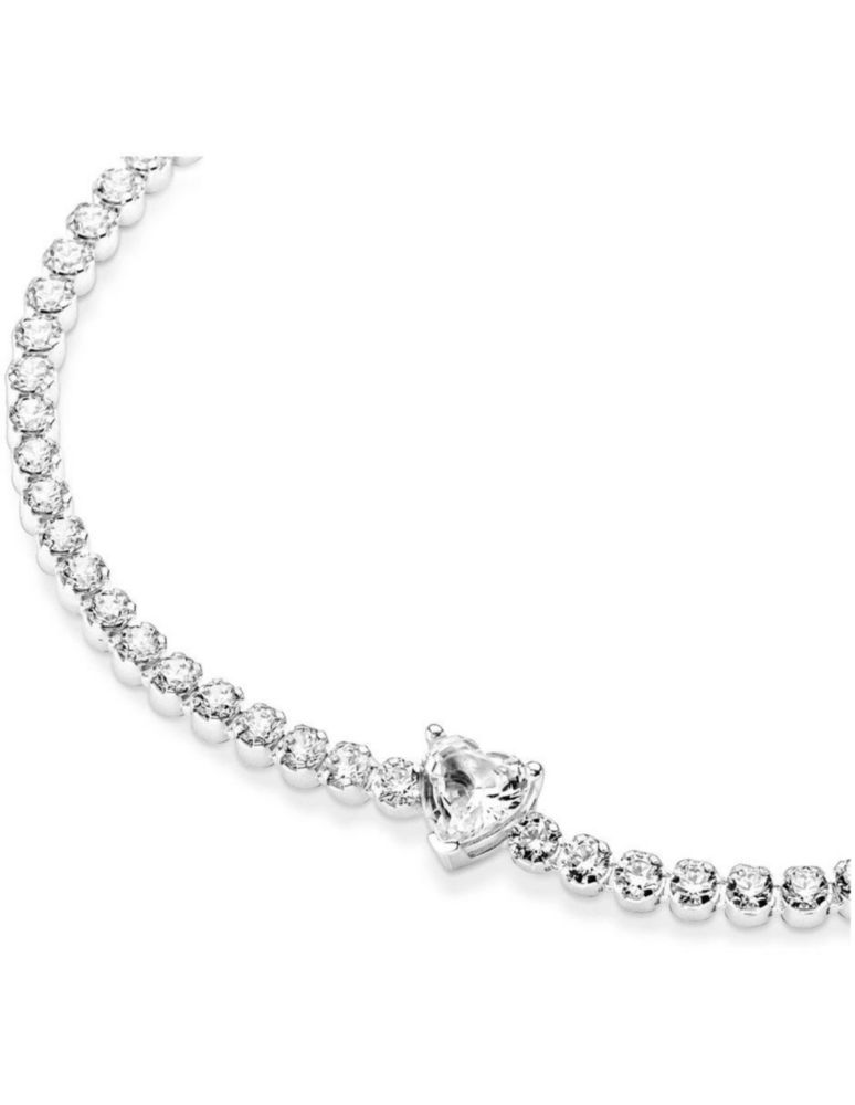 Brazalete Pulsera Pandora 590041C01 En Plata De Ley Corazón Brillante Talla 16